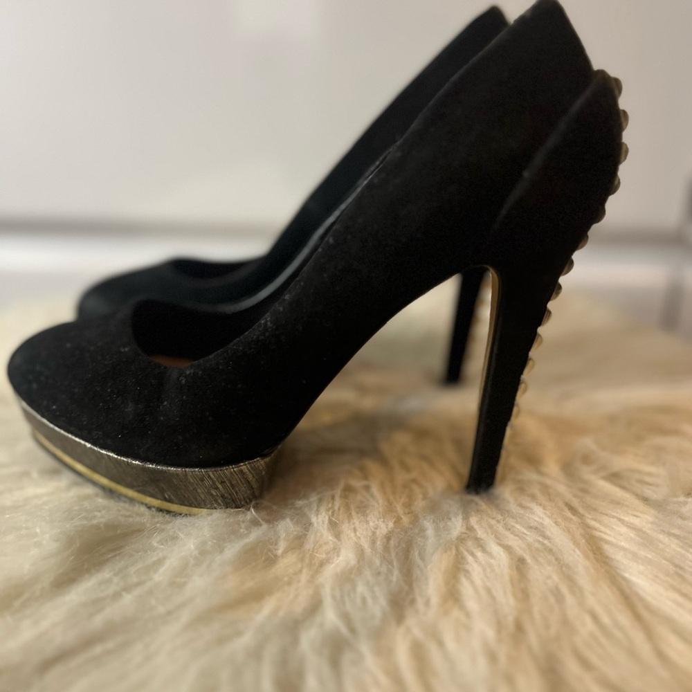 Vince Camuto Black Stiletto Heels with Peep-Toe